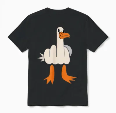 Mittelfinger-Möwe, Humor Für Erwachsene, Lustige Geste, Flip Off Unisex T-Shirt - Black