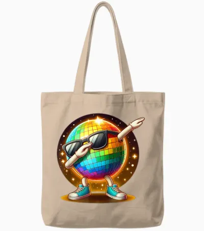 70s Disco Ball Dabbing Sunglasses Nightclub Dance Led Party T-Shirt, Black, S Tote Bags - Natural