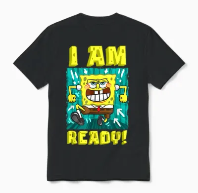 Mademark X Spongebob Squarepants - Spongebob I Am Ready Funny Spongebob Running and Ready Unisex T-Shirt - Black