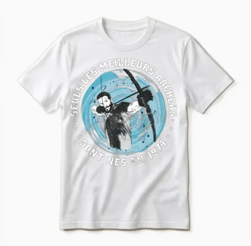 French Archer Born 1974 Vintage Birthday Unisex T-Shirt in White