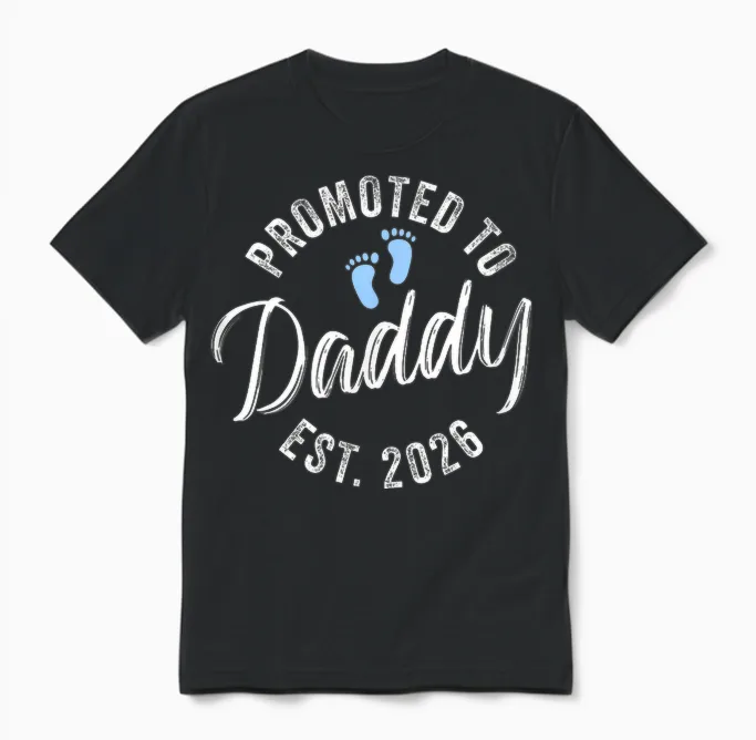 Promoted to Daddy 2026 Dad Gift Unisex T-Shirt in Black