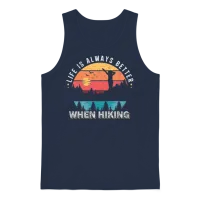 Life Is Better When Hiking — & Outdoors Unisex Tank Top - Navy – 1