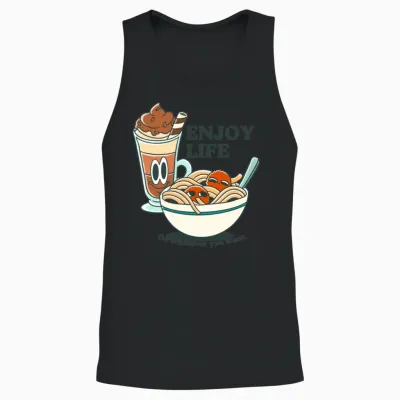 Retro Noodles and Milkshake Unisex Tank Top - Black