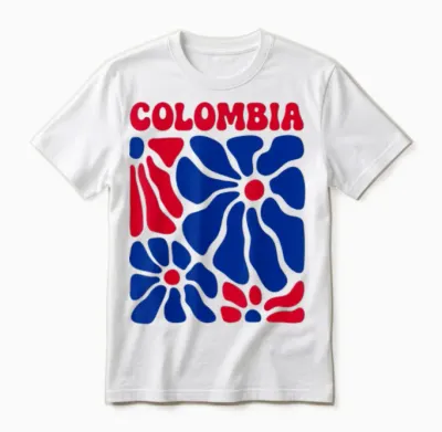 Colombia Floral Boho Flowers Cute Groovy Colombian Girl Unisex T-Shirt - White