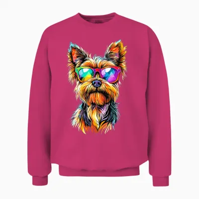 Yorkshire Terrier Sunglasses Dogs Lovers Yorkie T-Shirt, Black, S Unisex Sweatshirt - Heliconia