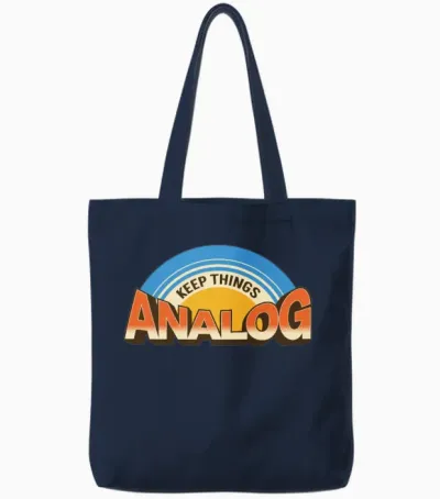 Keep Things Analog - Retro Vibes Tote Bags - Navy