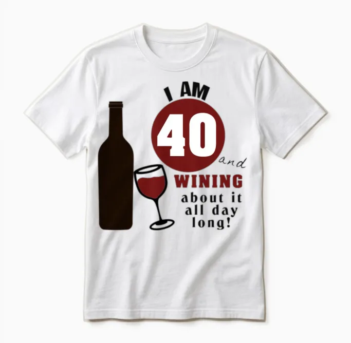 40th Birthday Wine Funny & Beer Unisex T-Shirt in White
