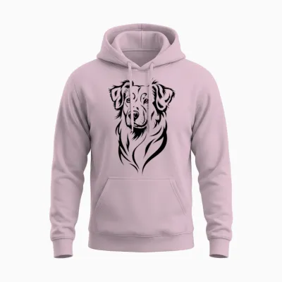 Loyal Dog – Detailed Dog Illustration Unisex Hoodie - Light Pink