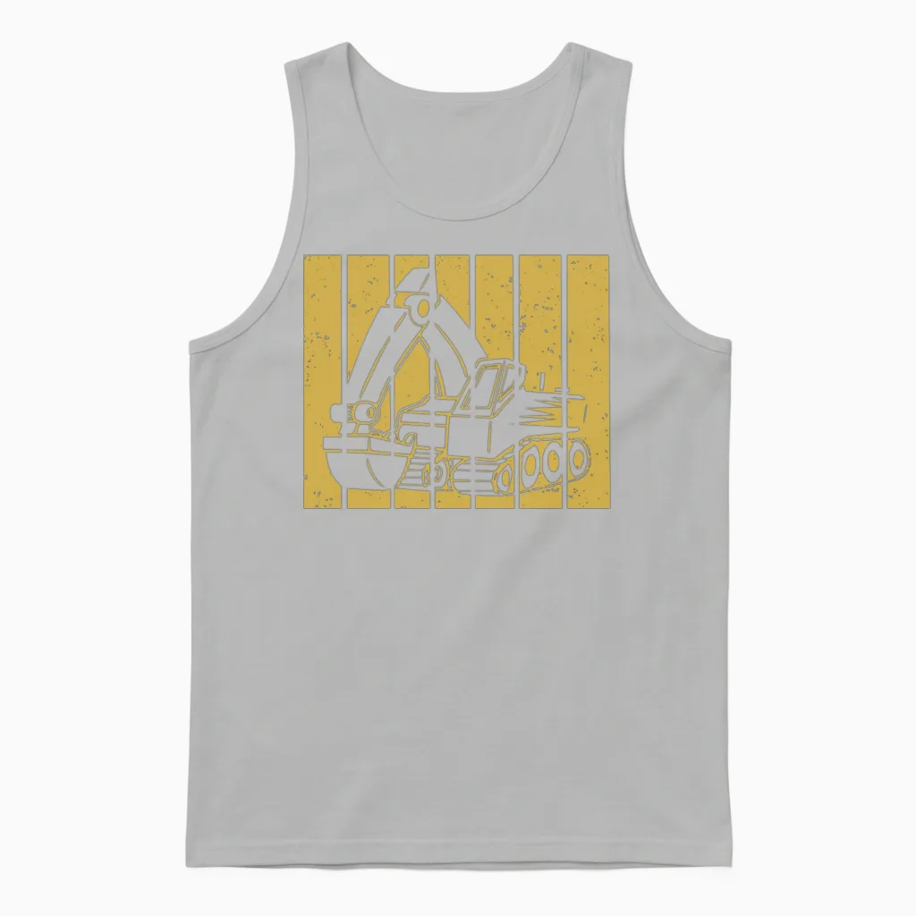 Excavator Gift Retro Sunset Summer & Beach Unisex Tank Top - Ash