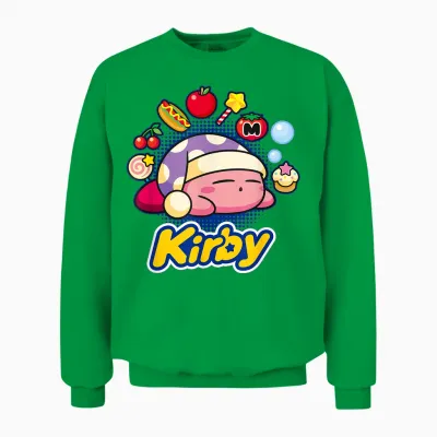 Kirby Sleeping Dreaming About Many Tasty Little Trinkets Unisex Sweatshirt - Irish Green