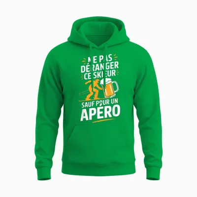 Ski Aperitif Man Humour Gift Idea Skier Funny Beer Unisex Hoodie - Irish Green