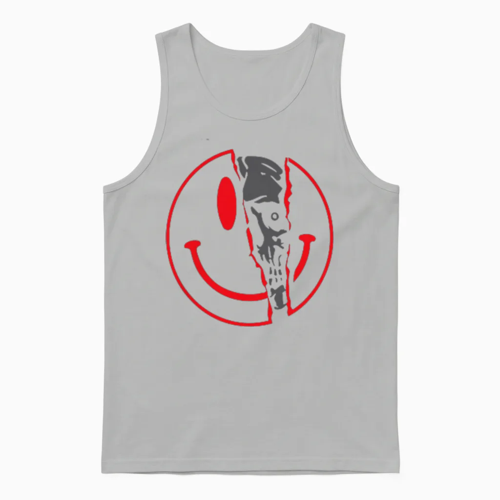 Confused Smile I'm Broken Invisible Illness I'm Ok Broken Unisex Tank Top in Ash
