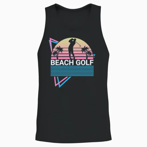 Beach Golf Player Retro Unisex Tank Top - Black