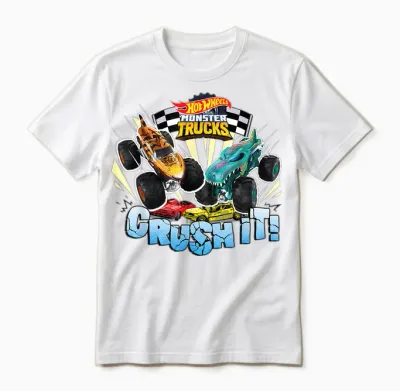 Hot Wheels Monster Trucks - Crush It Unisex T-Shirt - White