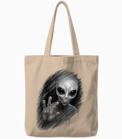Cadeau Original 3d Ufo Ovni Trompe œil Extraterrestre Alien Tote Bags - Natural