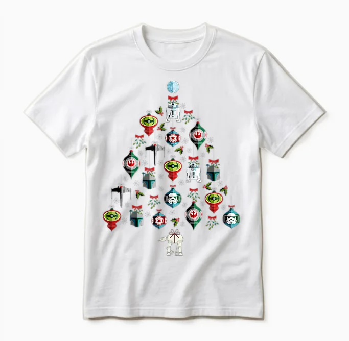 Star Wars Christmas Tree Ornaments Holiday Unisex T-Shirt in White