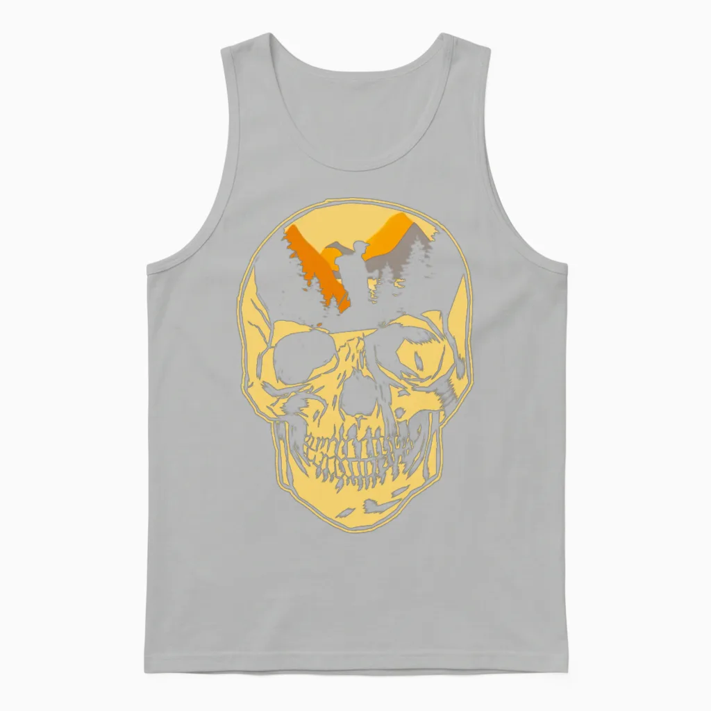 Hiking Hike Skull Skull Nature Unisex Tank Top in Ash