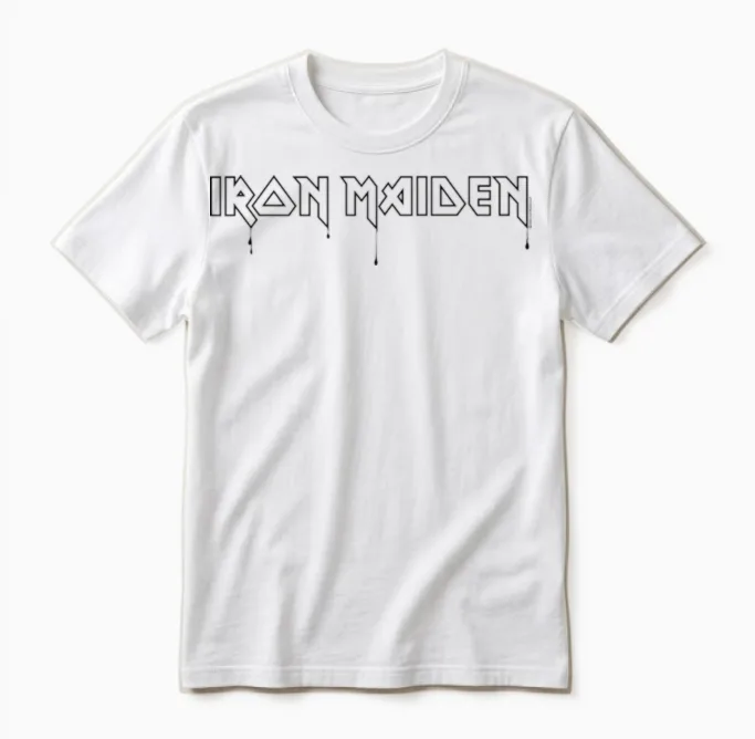 Iron Maiden - Weißes Logo T-Shirt, Unisex, Kurzarm, S, Klassisch, Crew-Ausschnitt, Doppelt Genähter Saum, Importiert Unisex T-Shirt in White