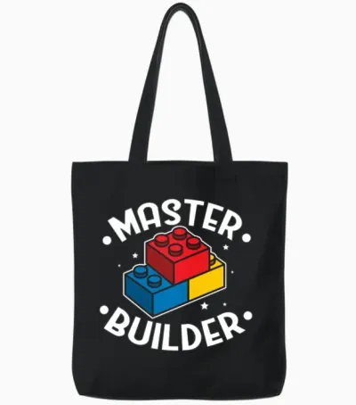 Funny Master Builder Building Blocks Gift Tote Bags - Black