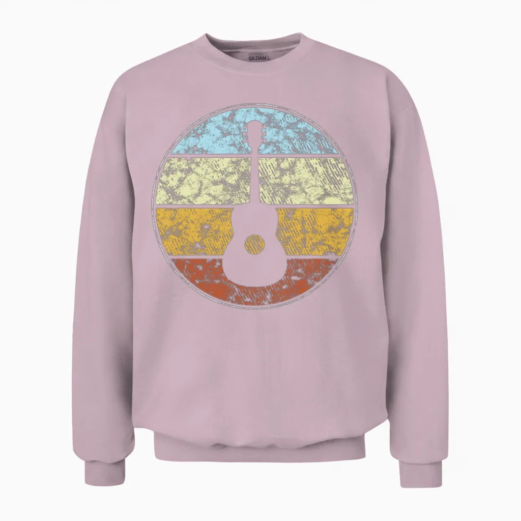 Guitar Retro Unisex Sweatshirt in Light Pink