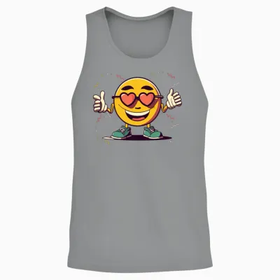Retro Emoticon Bliss Unisex Tank Top - Sport Grey