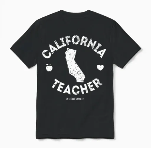 Red for Ed Teacher California Ca Education Gift Unisex T-Shirt in Black