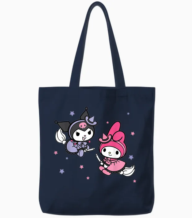 My Melody Kuromi Little Witches Halloween Tote Bags in Navy