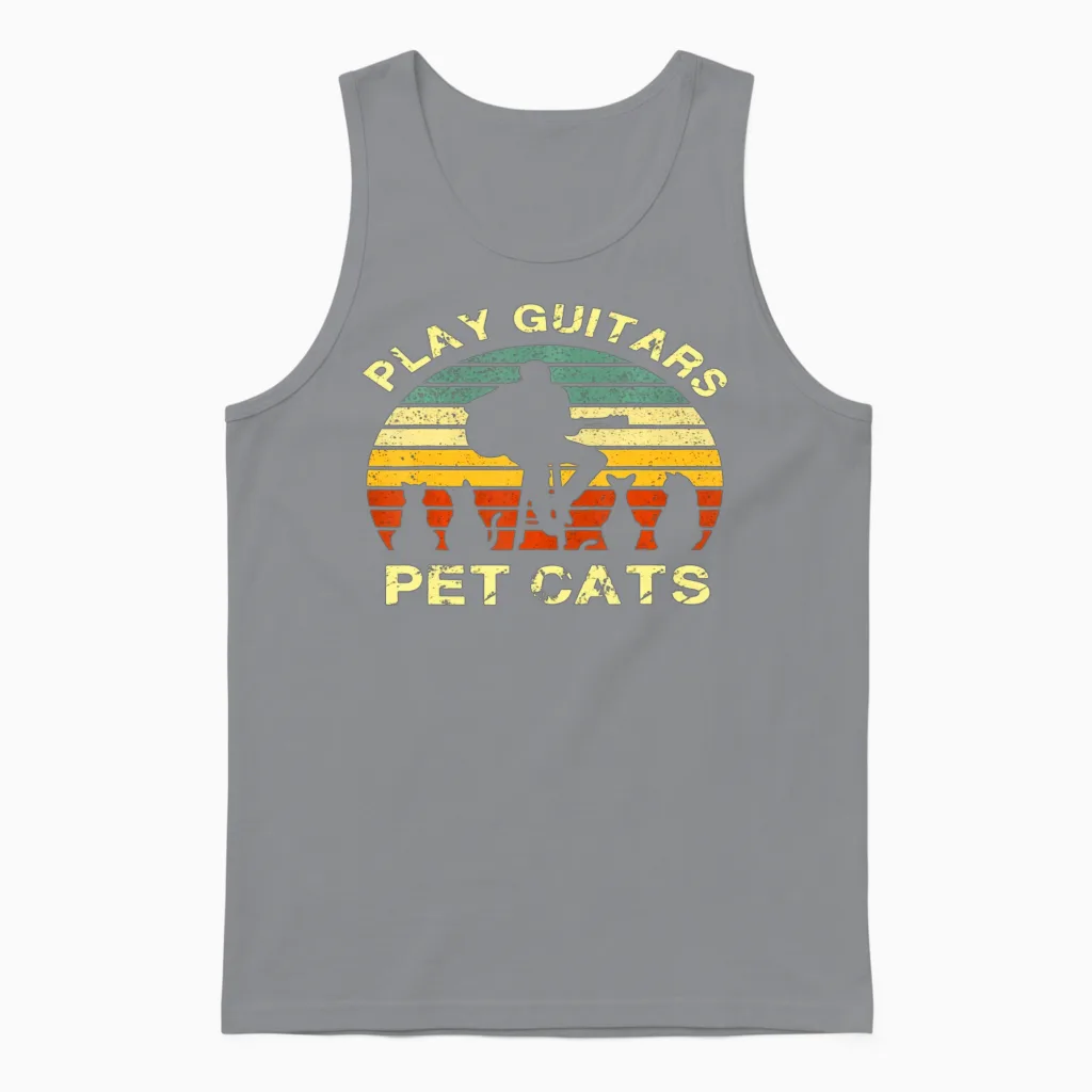 Guitarist Animal Pet Cat- Play Guitars Pet Cats Unisex Tank Top in Sport Grey