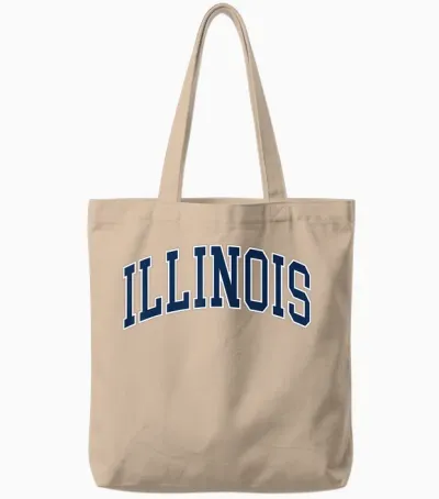 Retro Illinois Tee Vintage Illinois Orange Blue Throwback Il Tote Bags - Natural