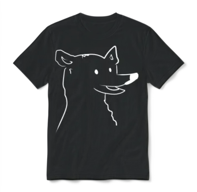 Cartoon Dog Head Icon Animal Unisex T-Shirt - Black