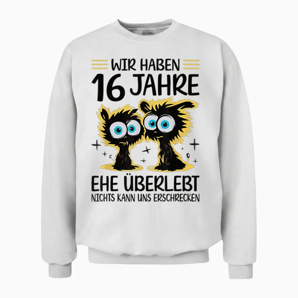 16 Jahre Verheiratet 16. Hochzeitstag Saphirhochzeit Unisex Sweatshirt in White