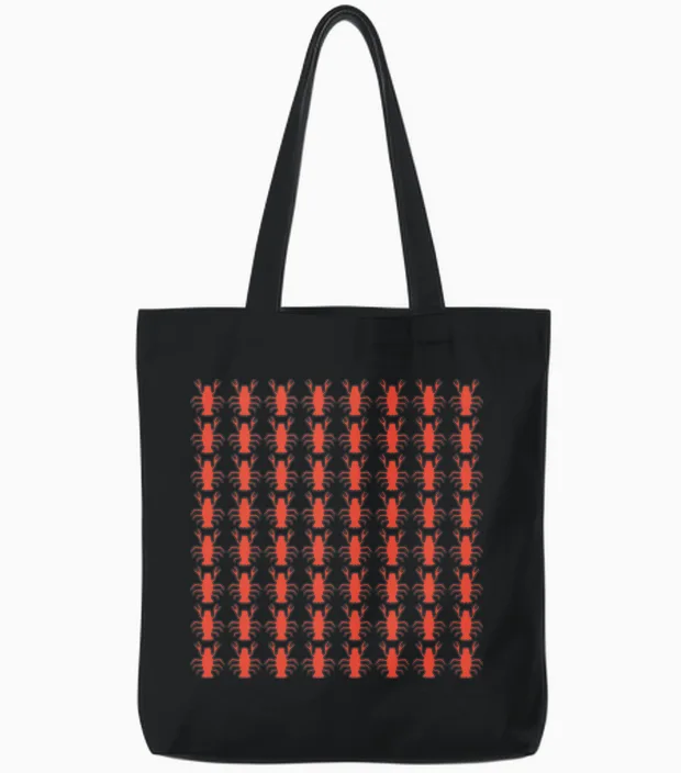Retro Summer Crabs Pattern & Beach Gift Tote Bags - Black