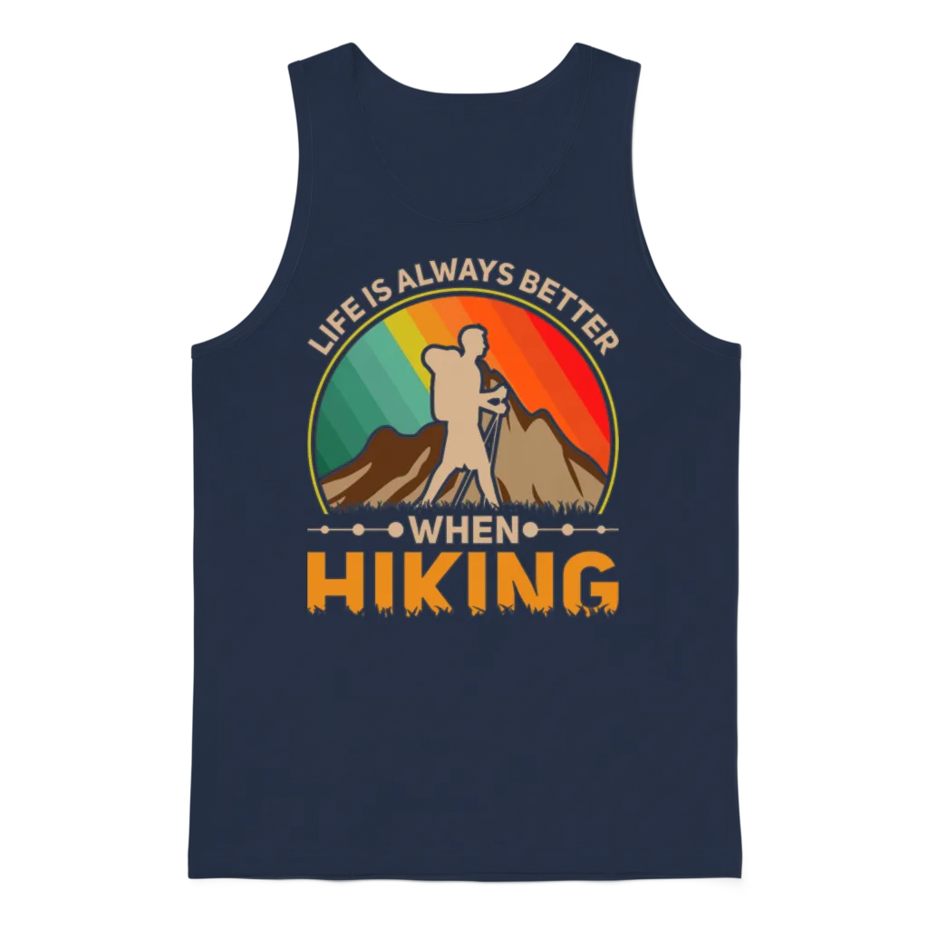 Life Is Always Better When Hiking Unisex Tank Top - Navy