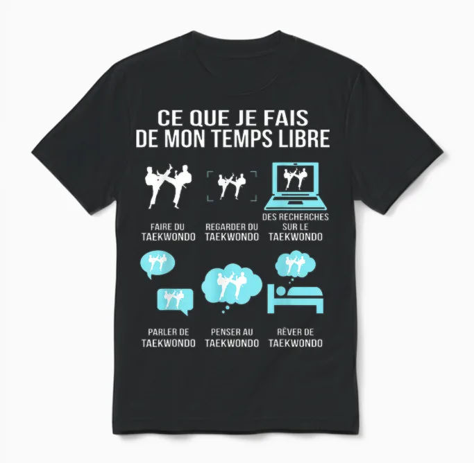 What I Do from My Free Time Taekwondo Humor Gift Unisex T-Shirt in Black