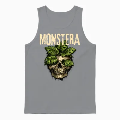 Monstera Crâne Drôle Amoureux Plante Grunge Jardinier Femme Homme Unisex Tank Top - Sport Grey