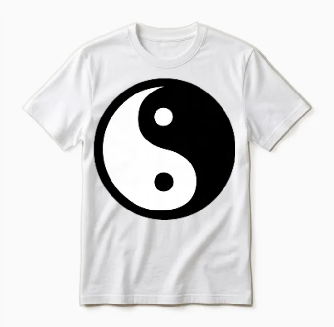 Yin-Yang-Symbol – Kleingedrucktes Unisex T-Shirt in White