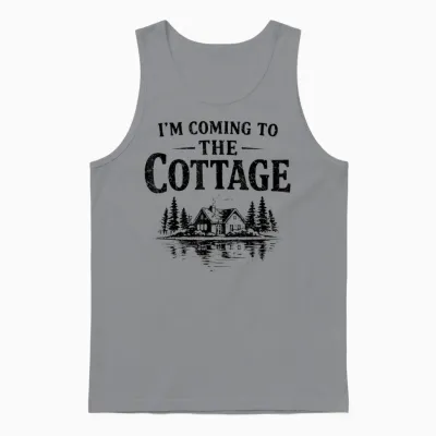 Romance Hockey Couple Men Women I'm Coming to the Cottage Unisex Tank Top - Sport Grey