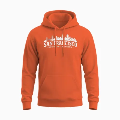 Souvenir De La Ligne D'horizon Du Golden Gate Bridge De San Francisco Unisex Hoodie - Orange