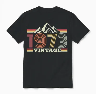 1973 Birthday Mountains Hiking Climbing Unisex T-Shirt - Black