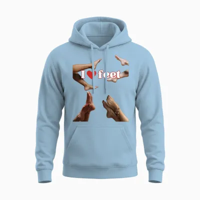 I Love Feet, Cool Design for Foot Lovers or Podiatrists T-Shirt, Black Unisex Hoodie - Light Blue
