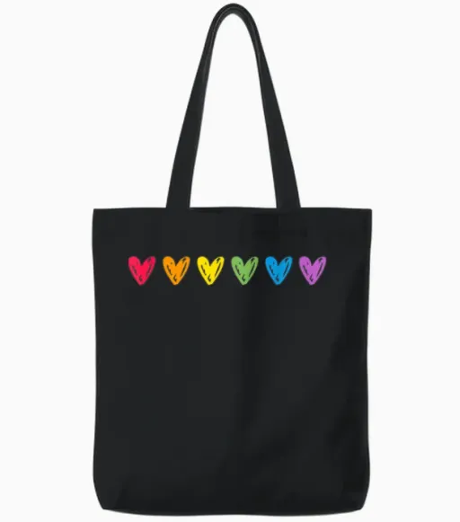 Rainbow Heart Lgbtq Csd Gay Pride T-Shirt, Black Tote Bags - Black