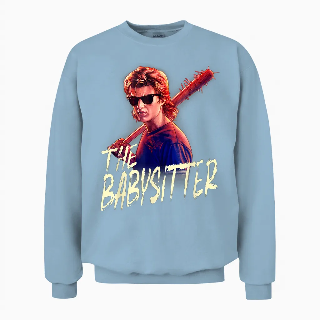 Netflix Stranger Things Steve the Babysitter Portrait Unisex Sweatshirt in Light Blue