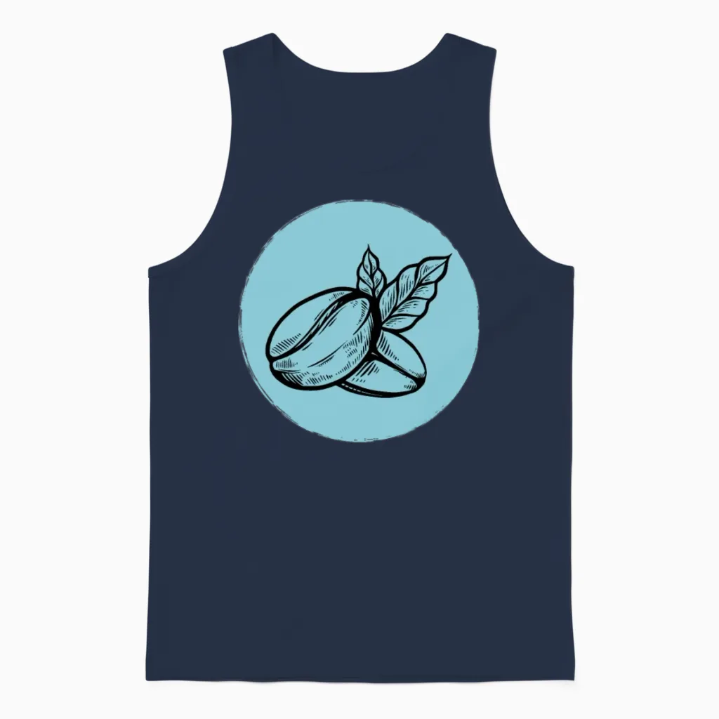 Coffee Bean Unisex Tank Top in Navy