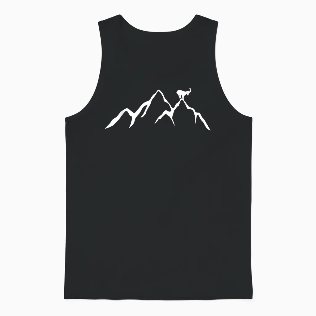 Wander T-Shirt Berg Mit Steinbock Für Berg Wandern Und Natur Unisex Tank Top in Black