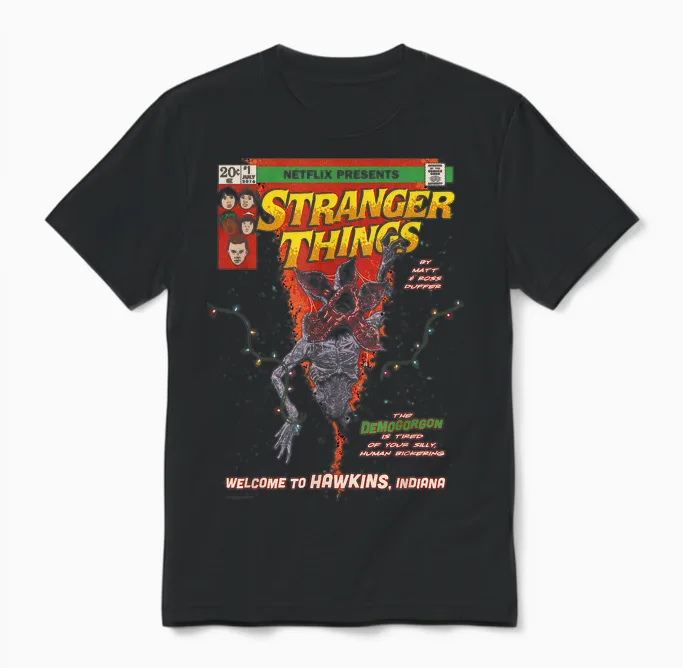 Stranger Things Welcome to Hawkins Comic Unisex T-Shirt in Black