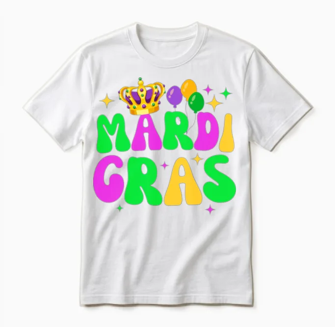 Happy Mardi Gras 2023 Funny Mardi Gras Unisex T-Shirt in White