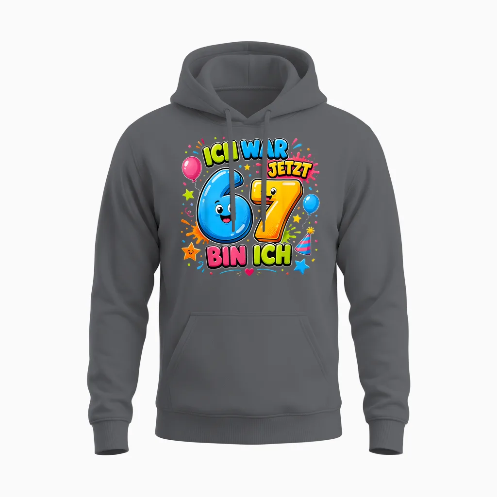 Ich War 6 Jetzt Bin Ich 7 Süßes Geburtstag Geburtstagsdesign Unisex Hoodie in Charcoal