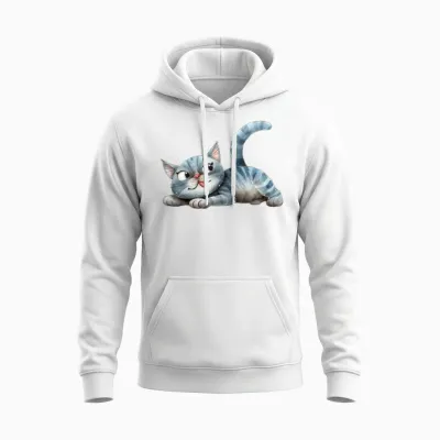 Funny Cat Unisex Hoodie - White