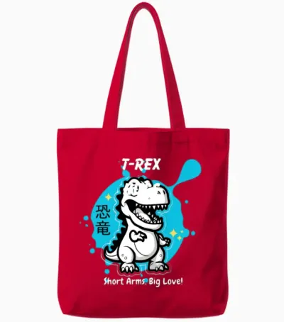 T Rex Hugs Short Arms Tote Bags - Red