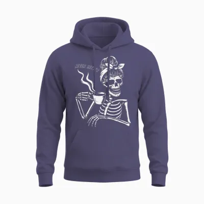 Messy Bun Skeleton Women Halloween Costume Never Better Unisex Hoodie - Heather Sport Dark Navy